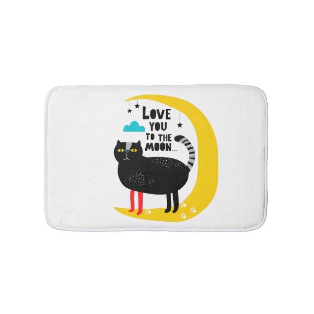 Cat on the moon bath mat (Front)