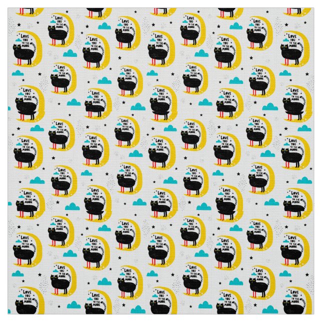 Cat on the moon fabric (Swatch)