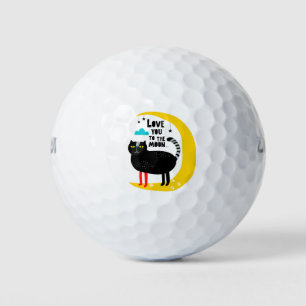 Cat on the moon golf balls
