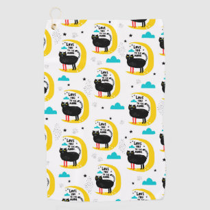 Cat on the moon golf towel