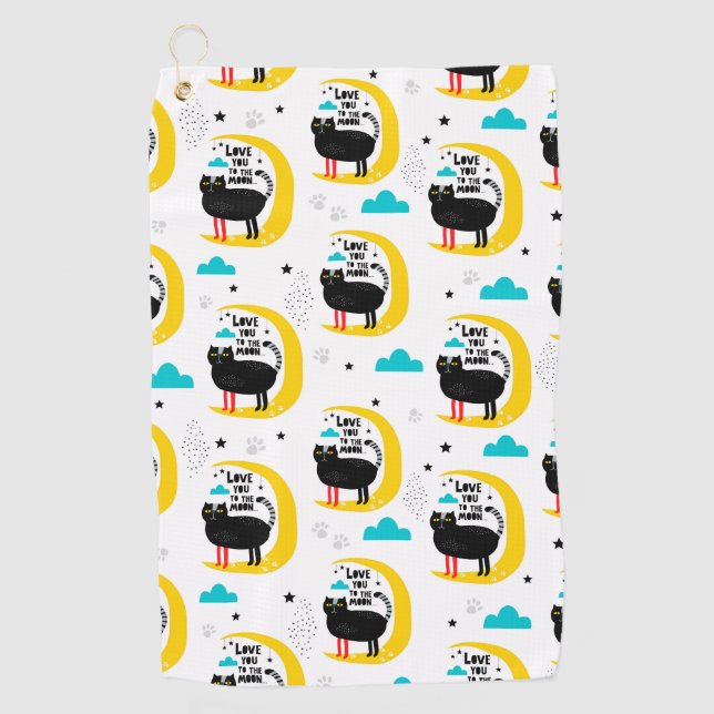 Cat on the moon golf towel (Front)