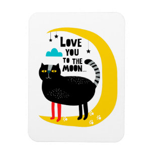 Cat on the moon magnet