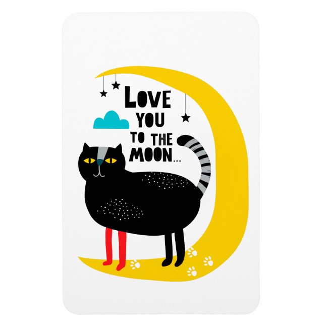 Cat on the moon magnet (Vertical)