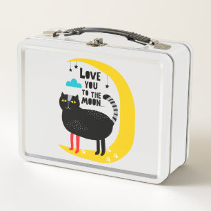 Cat on the moon metal lunch box
