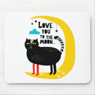 Cat on the moon mouse pad