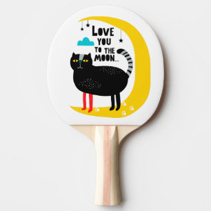 Cat on the moon ping pong paddle