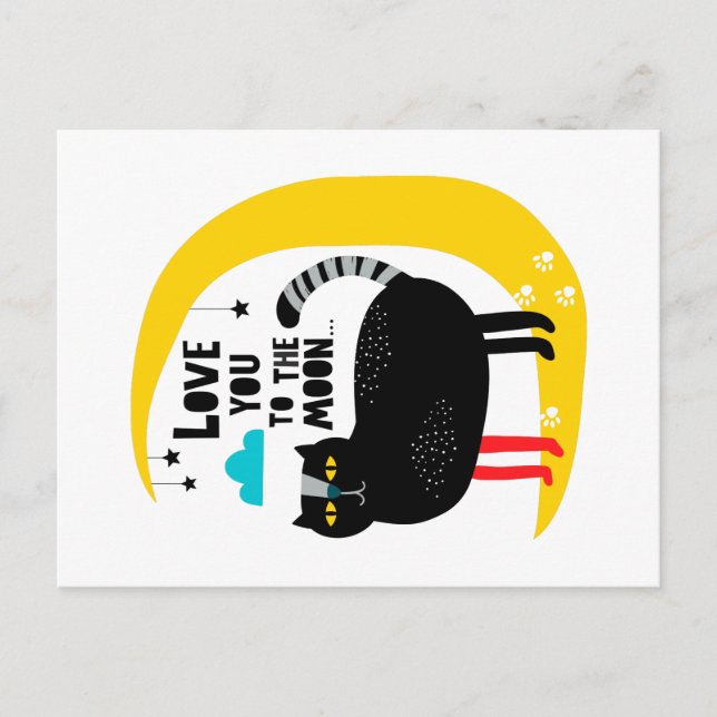 Cat on the moon postcard (Front)