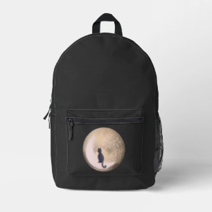 cat on the moon printed backpack