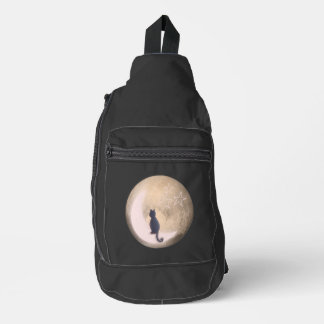 cat on the moon sling bag
