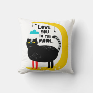 Cat on the moon throw pillow