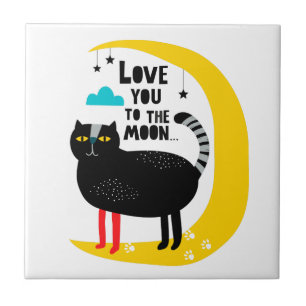 Cat on the moon tile