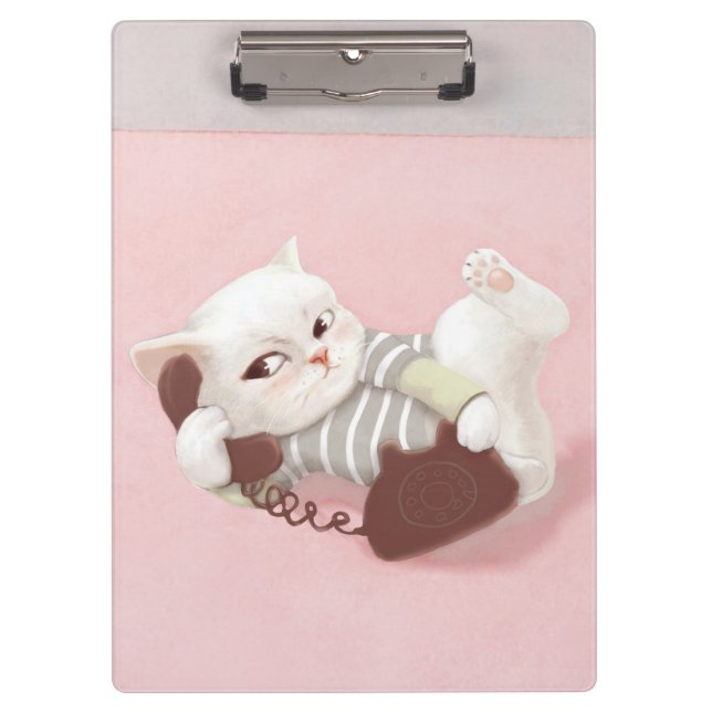 Cat on the Phone Clipboard (Front)