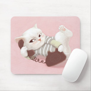 Cat on the Phone Mouse Pad