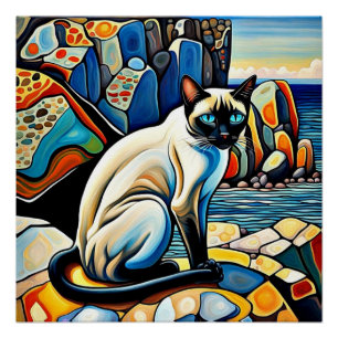 Cat on the Rocks Poster
