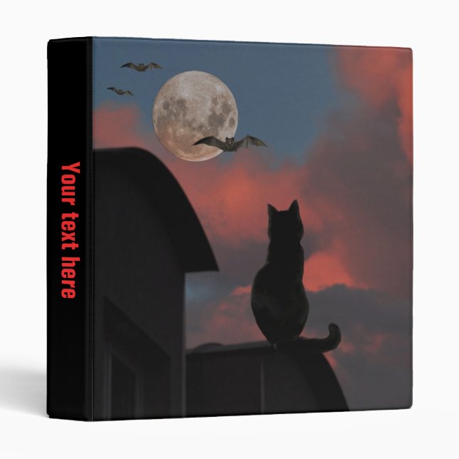 Cat on the roof with a full moon Halloween Binder (Front/Spine)