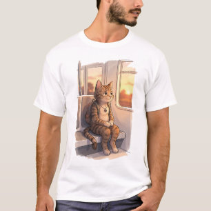 "Cat on the Subway" Cotton T-Shirt