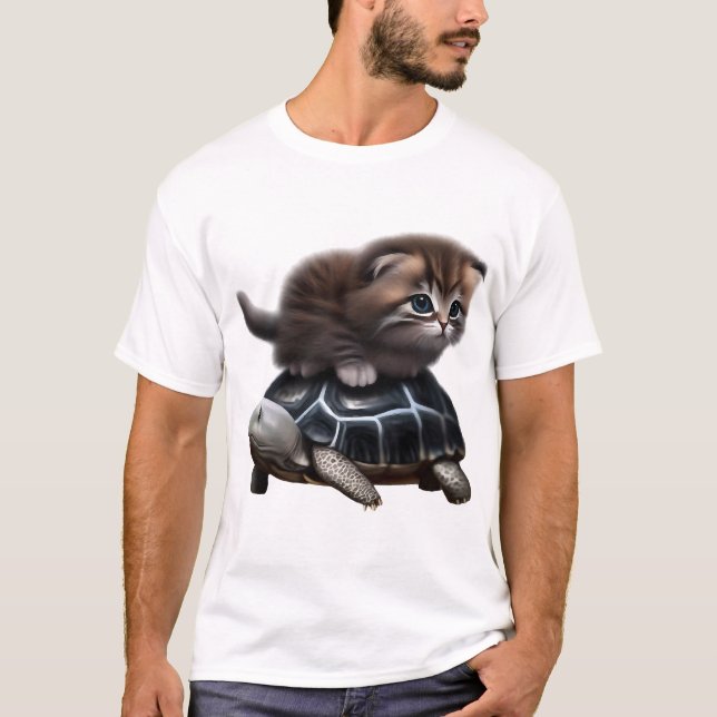Cat on turtle T-Shirt (Front)