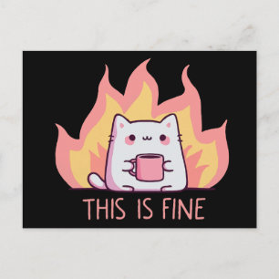 Cat One Fire This Is Fine Postcard