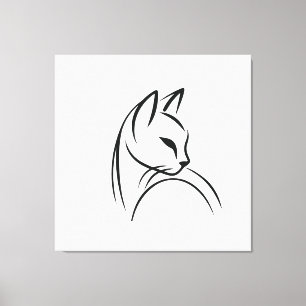 Cat one line minimalist design canvas print