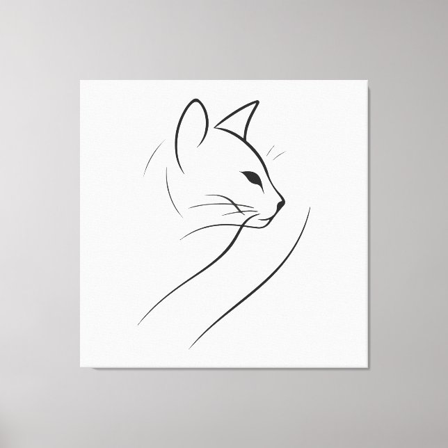 Cat one line minimalist elegant design canvas print (Front)