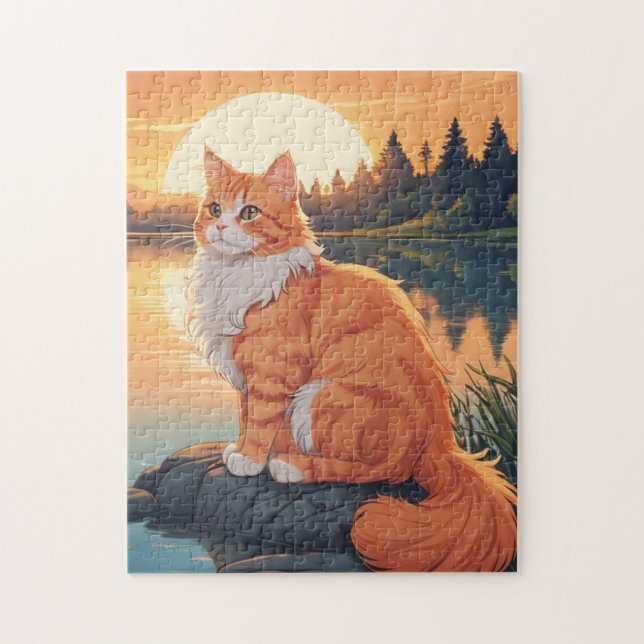 Cat Orange and White Jigsaw Puzzle (Vertical)