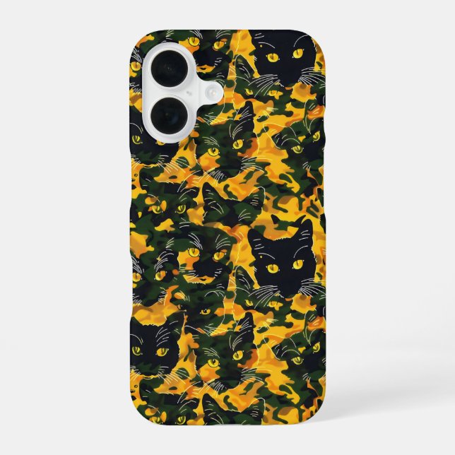 Cat Orange Pattern iPhone 16 Case (Back)