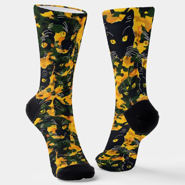 Cat Orange Pattern Socks (Angled)