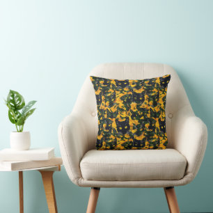 Cat Orange Pattern Throw Pillow