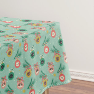Cat Ornaments on Tree Pattern Tablecloth