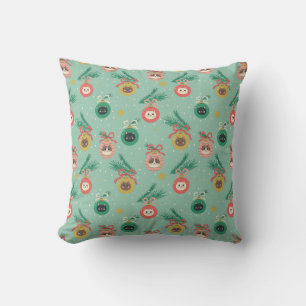Cat Ornaments on Tree Pattern Throw Pillow