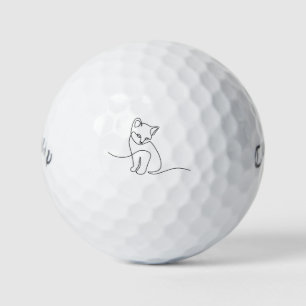 Cat Outline Minimalist Cat Mom Animal Lover Gift  Golf Balls