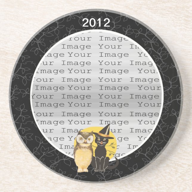 Cat & Owl Halloween Wedding Coaster (Front)