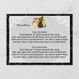 Cat & Owl Halloween Wedding Direction Cards