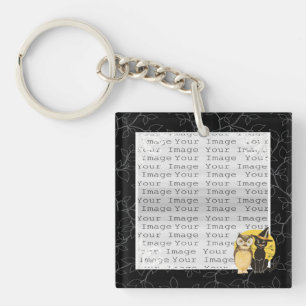Cat & Owl Halloween Wedding Key Chain