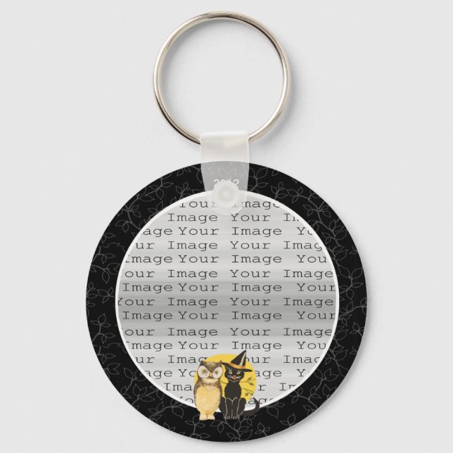Cat & Owl Halloween Wedding Key Chain (Front)