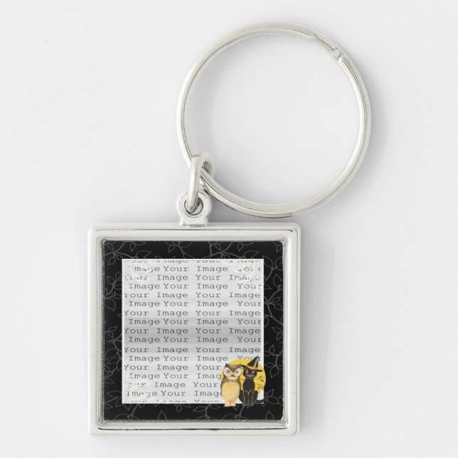 Cat & Owl Halloween Wedding Key Chain (Front)