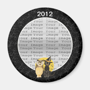 Cat & Owl Halloween Wedding Magnet