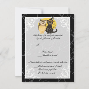 Cat & Owl Halloween Wedding Response Card
