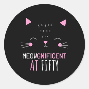 Cat Owner 50th Birthday Cat Lover 50 Years Classic Round Sticker