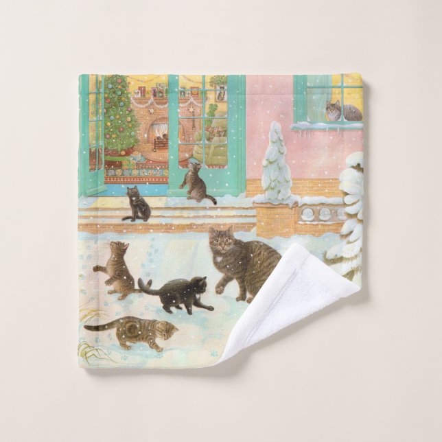 CAT PAINTED WASH CLOTH                    (Wash Cloth)