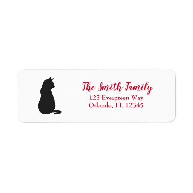 Cat Painting Black Silhouette Return Address (Front)