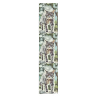 Cat painting short table runner