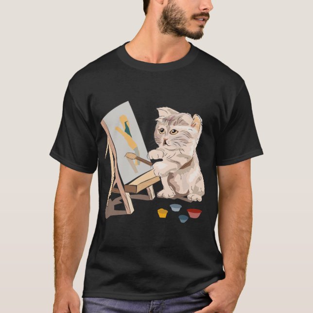 Cat Painting sign T-Shirt (Front)