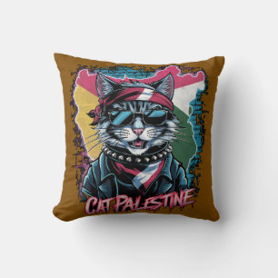 Cat Palestine Punk Rock Pillow – Colourful Rebel C