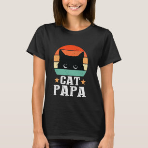 Cat Papa Retro Cat Lover Papa Cat Dad Grandpa Fath T-Shirt
