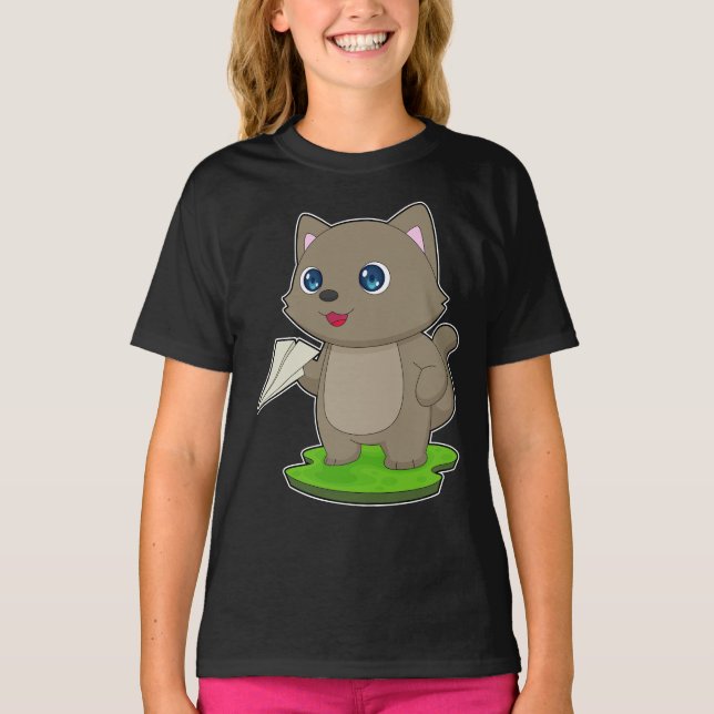 Cat Paper airplane T-Shirt (Front)
