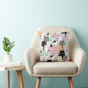 Cat Party 16x16 Throw Pillow