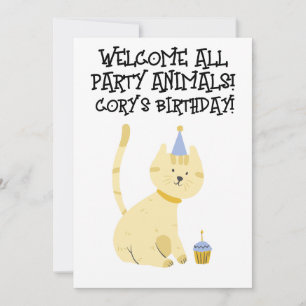 CAT PARTY ANIMALS BIRTHDAY KIDS PARTY INVITATIONS