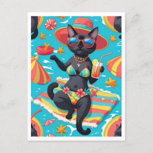 CAT Party beach themed for Siamese cat lovers Invitation Postcard