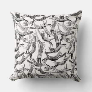 cat party black white throw pillow